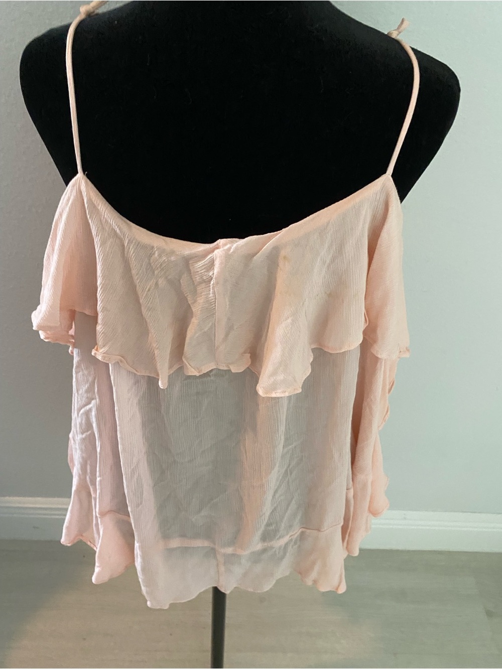 Free People Pale Pink Ruffle Spaghetti Strap Camisole